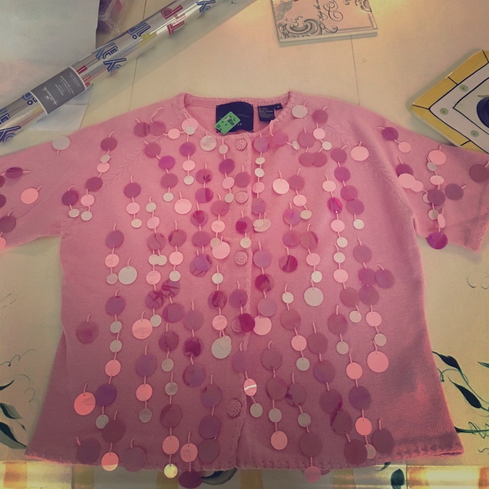 Michael Simon Pink beaded cardigan. New with tags